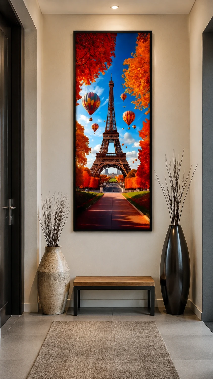 5D foam wall art ASD-B018 — Paris Autumn, shown in an entrance lobby