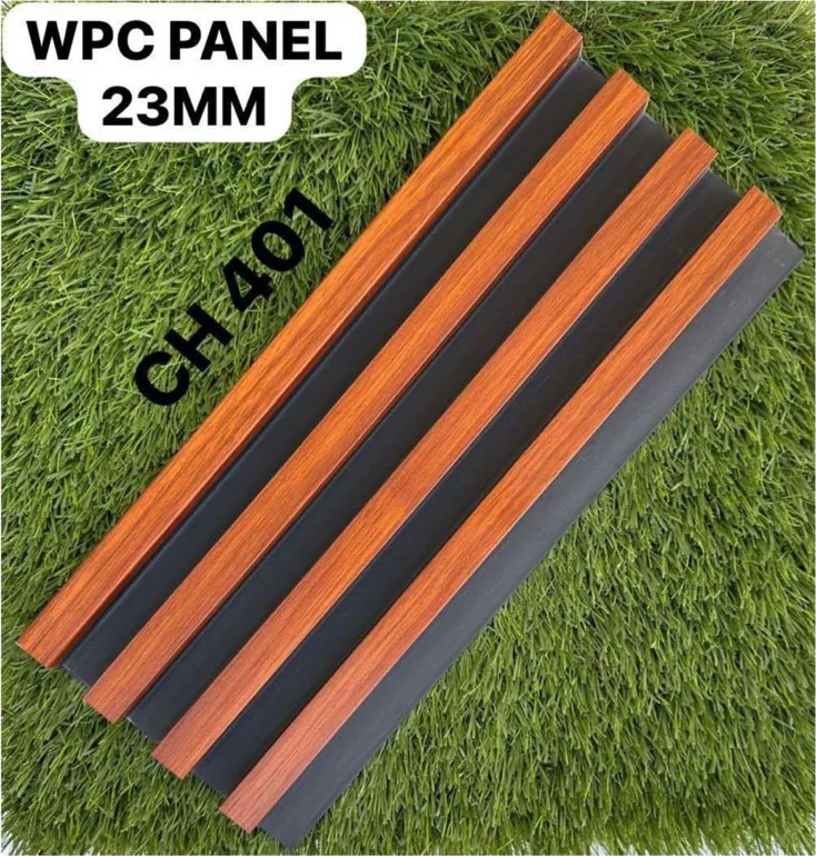WPC panel CH401 sample in redwood & graphite
