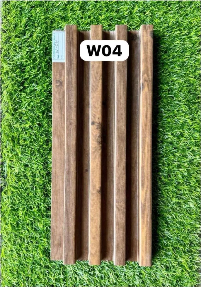 WPC louver W04 sample plank in teak