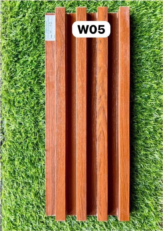 WPC louver W05 sample plank in redwood
