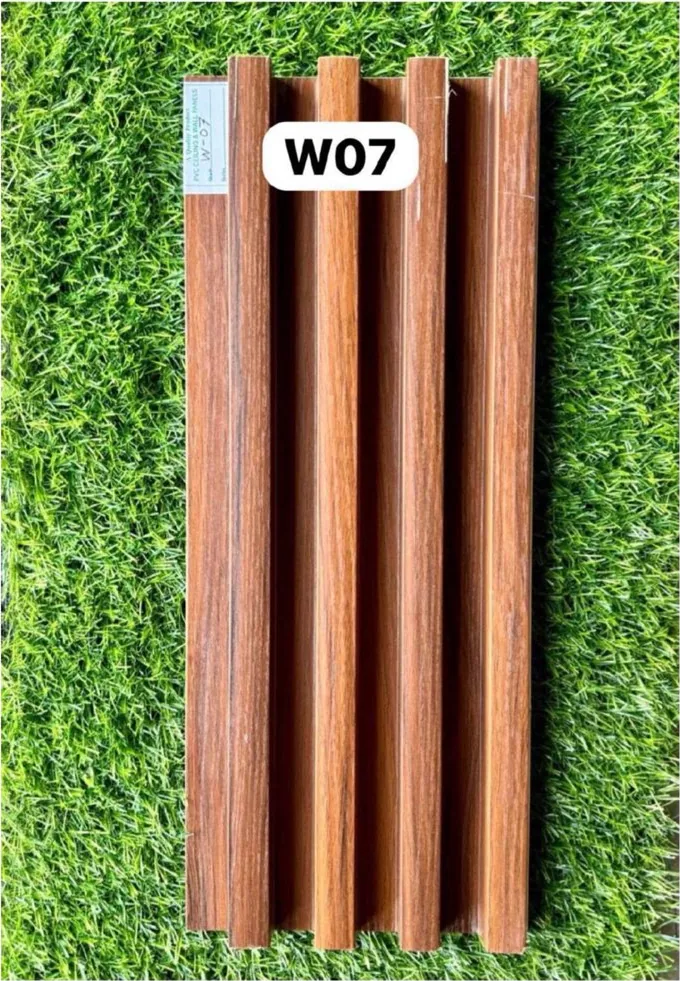WPC louver W07 sample plank in honey teak