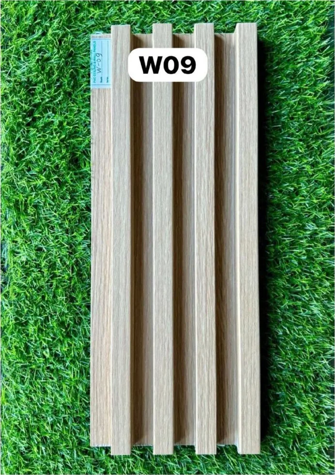 WPC louver W09 sample plank in natural ash