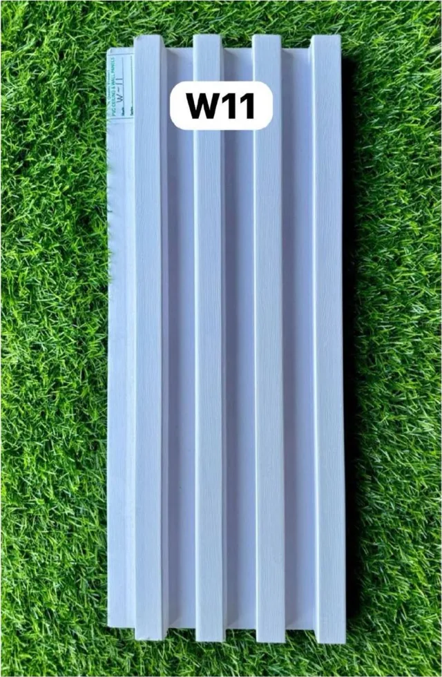WPC louver W11 sample plank in mist blue