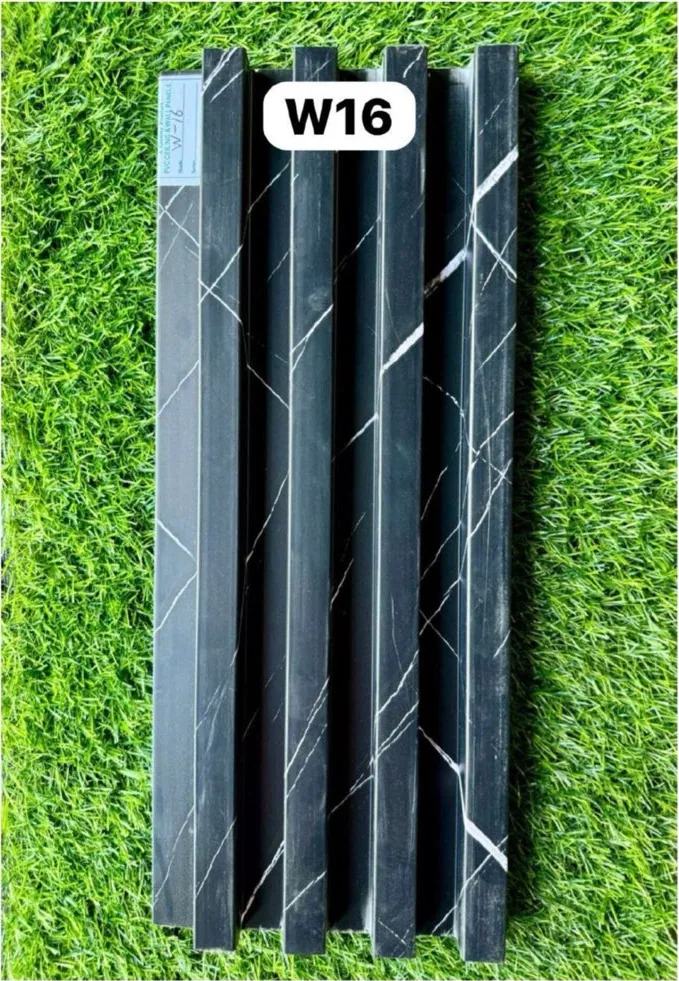 WPC louver W16 sample plank in black marble