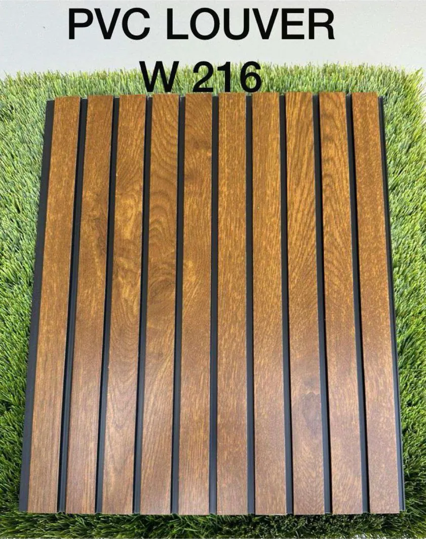 PVC louver panel W216 in burnt teak