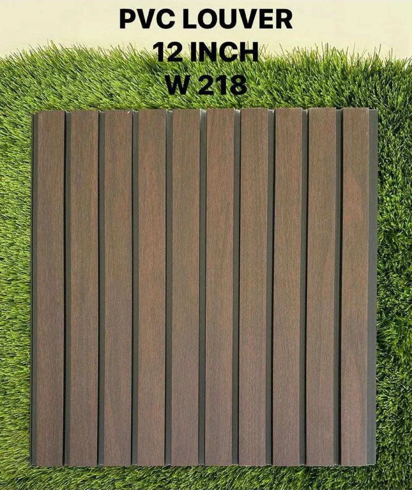 12-inch PVC louver panel W218 in driftwood grey