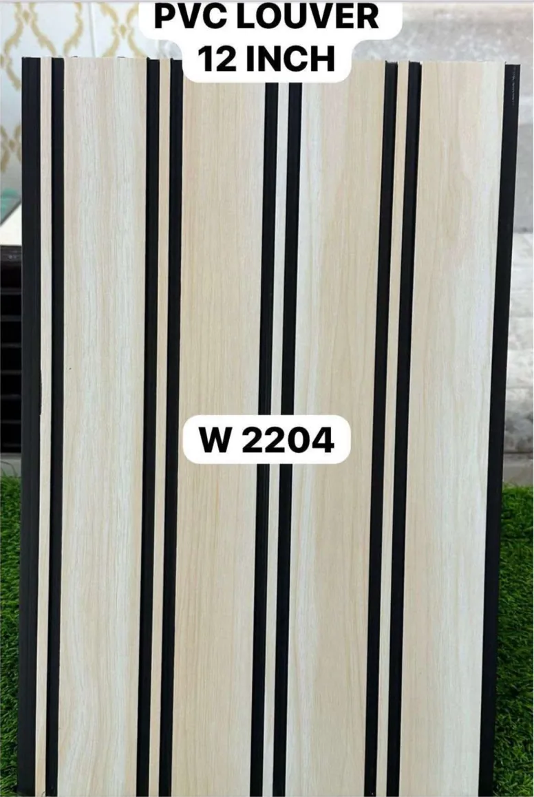12-inch PVC louver panel W2204 in ivory ash