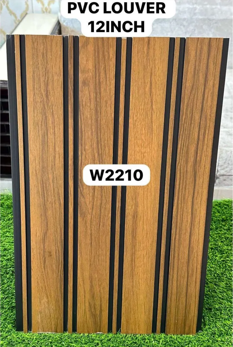 12-inch PVC louver panel W2210 in honey teak