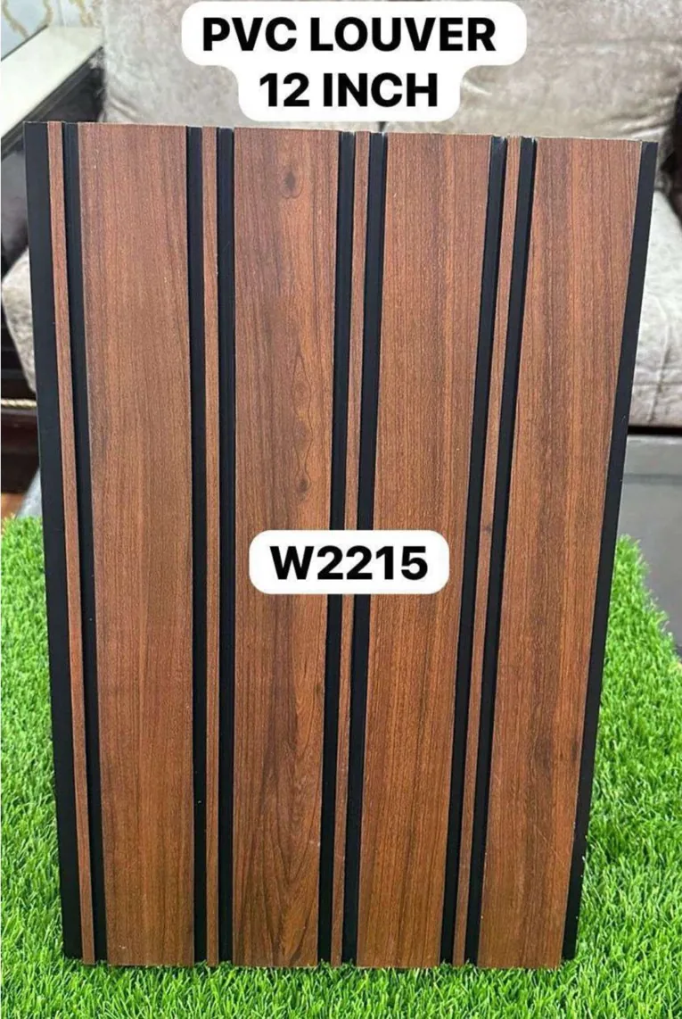 12-inch PVC louver panel W2215 in burnt redwood