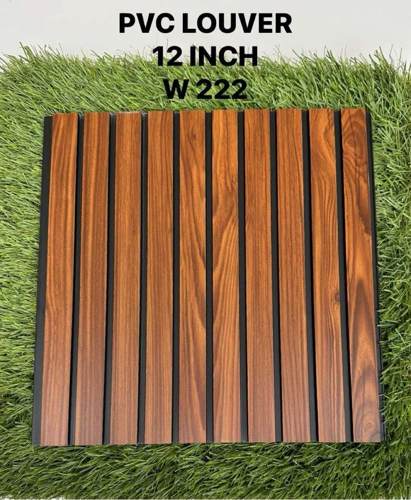 12-inch PVC louver panel W222 in golden teak