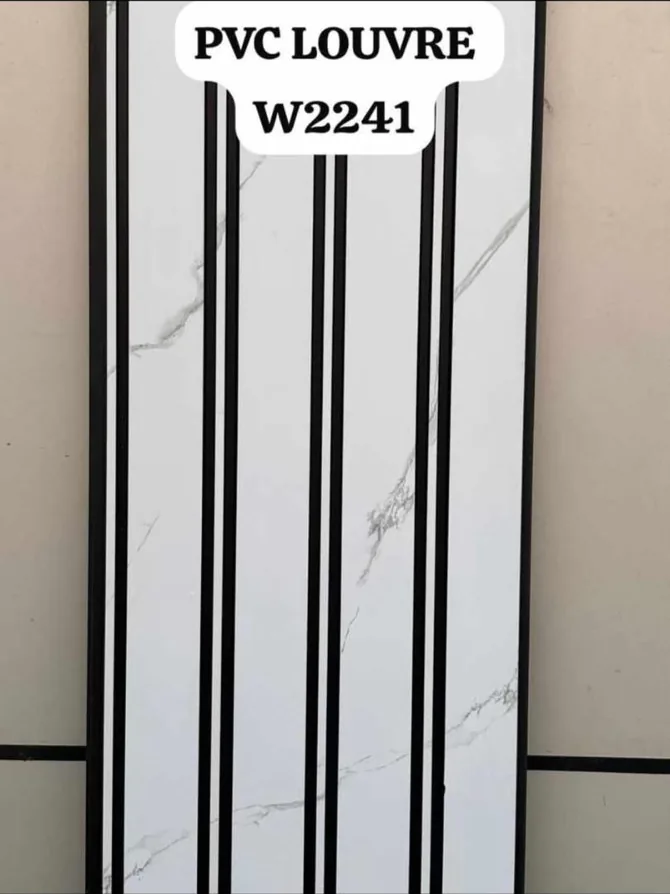 12-inch PVC louver panel W2241 in white marble
