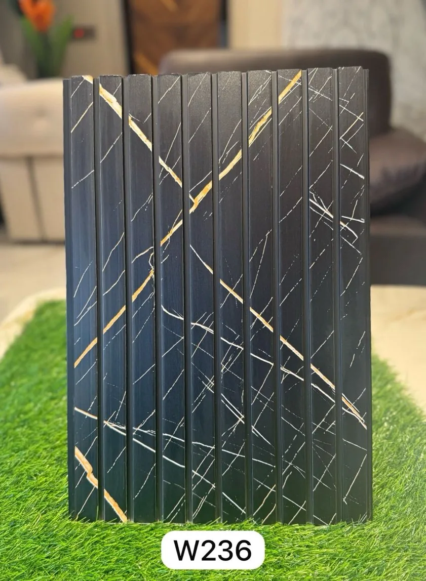 PVC louver panel W236 in black & gold marble
