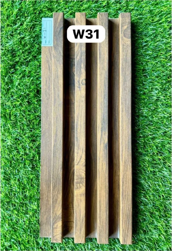 WPC louver W31 sample plank in natural teak