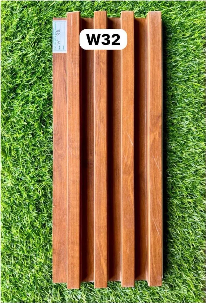 WPC louver W32 sample plank in golden teak