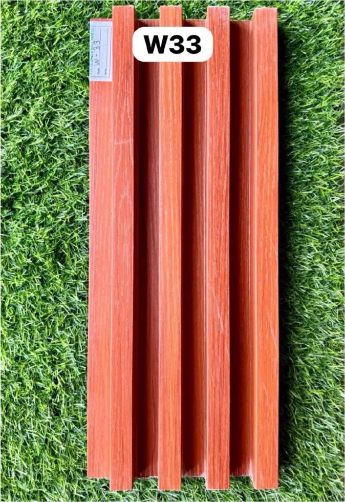 WPC louver W33 sample plank in coral red