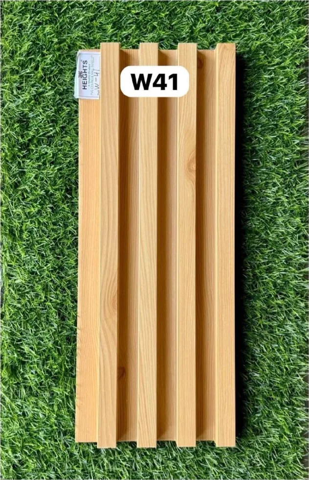 WPC louver W41 sample plank in ivory oak