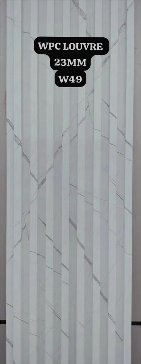 WPC louver W49 sample plank in white marble