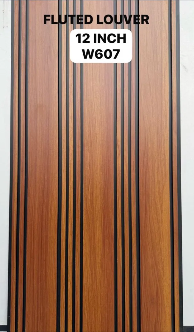 PVC fluted louver W607 in redwood
