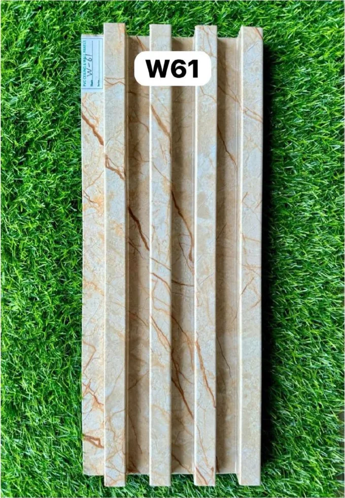 WPC louver W61 sample plank in cream marble