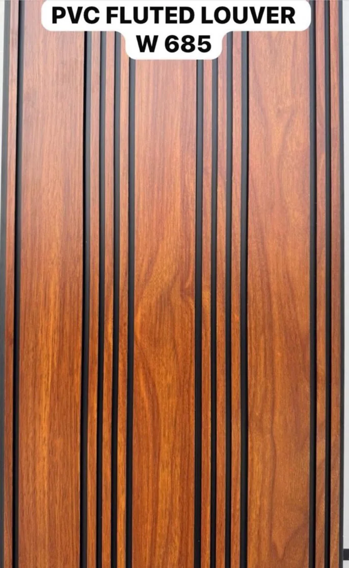 PVC fluted louver W685 in rosewood