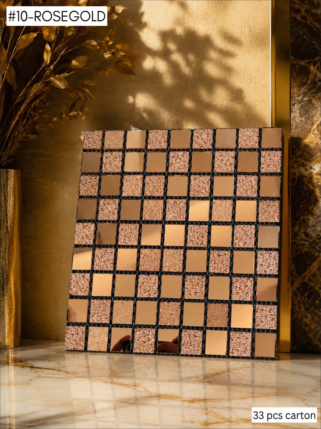 Mosaic tile 10 — Crystal Grid, shown in Rose Gold