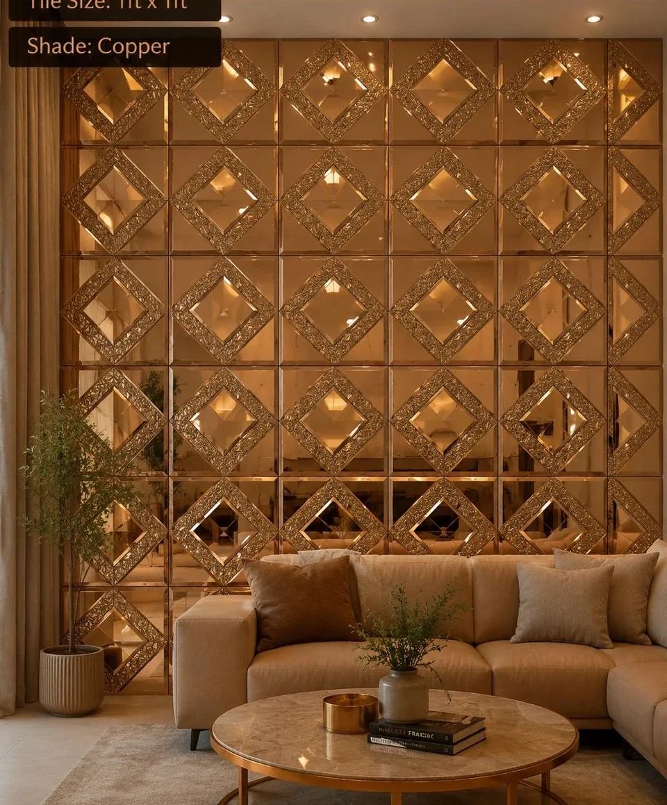 Mirror mosaic wall installed, catalogue page 13