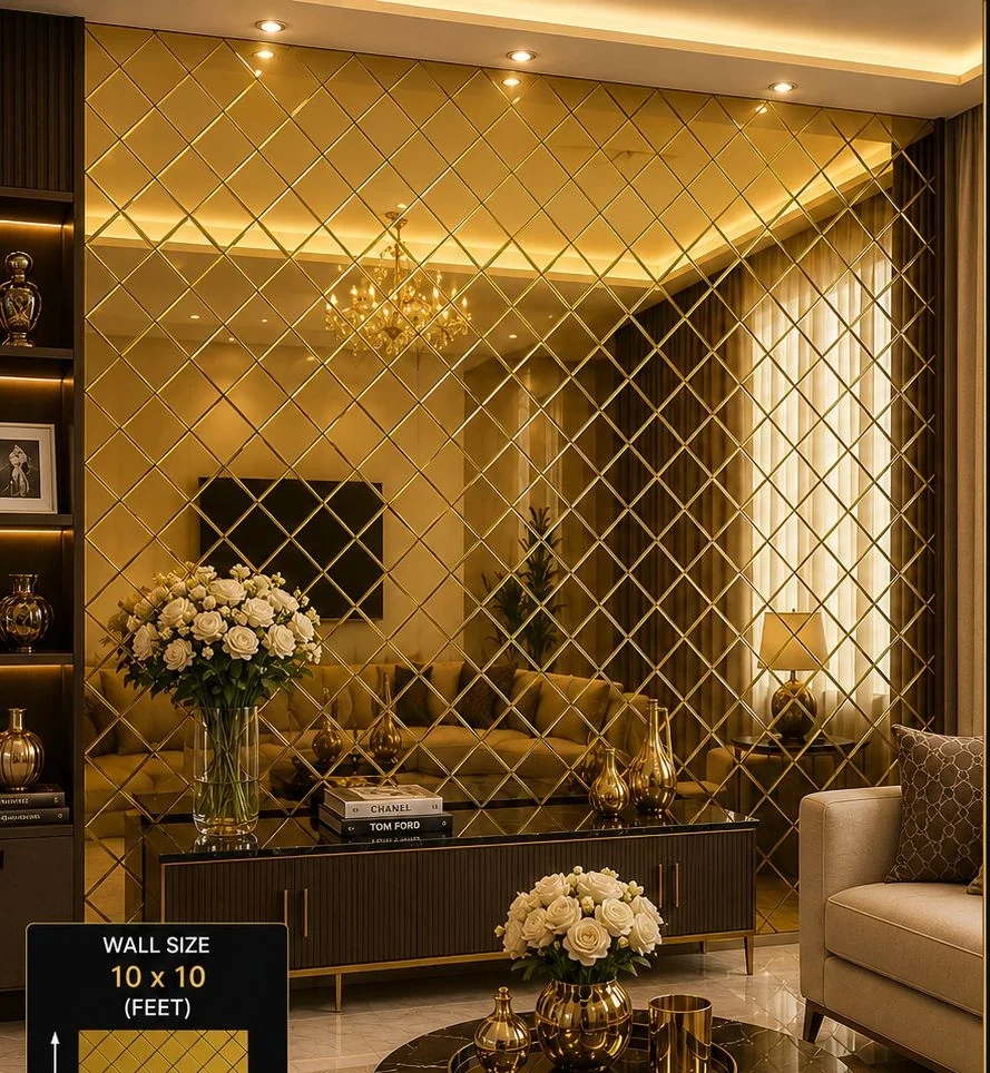 Mirror mosaic wall installed, catalogue page 22