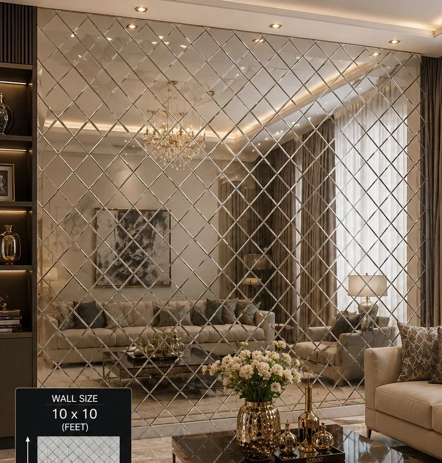 Mirror mosaic wall installed, catalogue page 23
