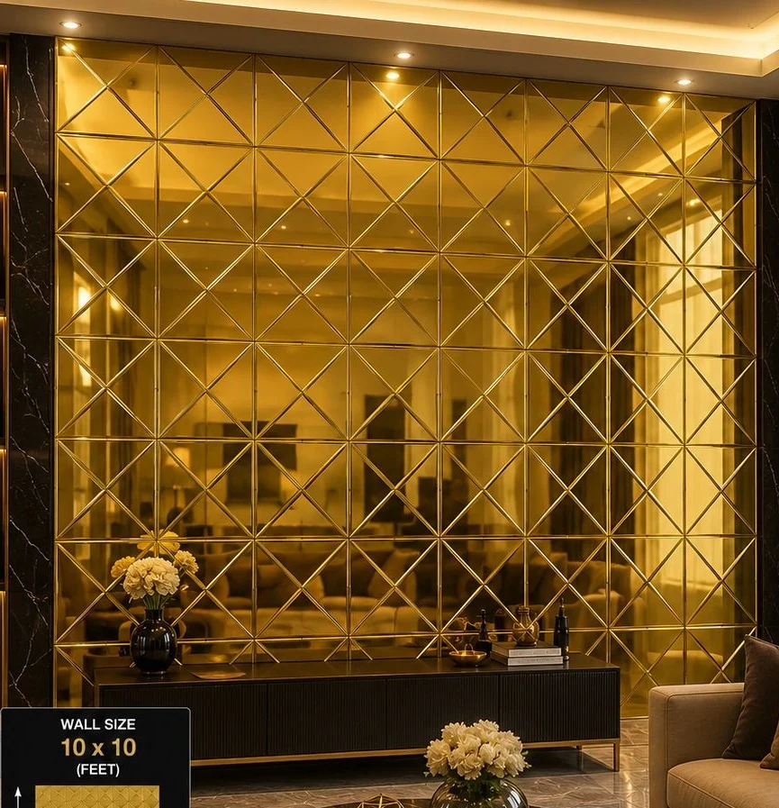 Mirror mosaic wall installed, catalogue page 25