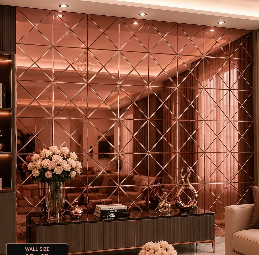 Mirror mosaic wall installed, catalogue page 27