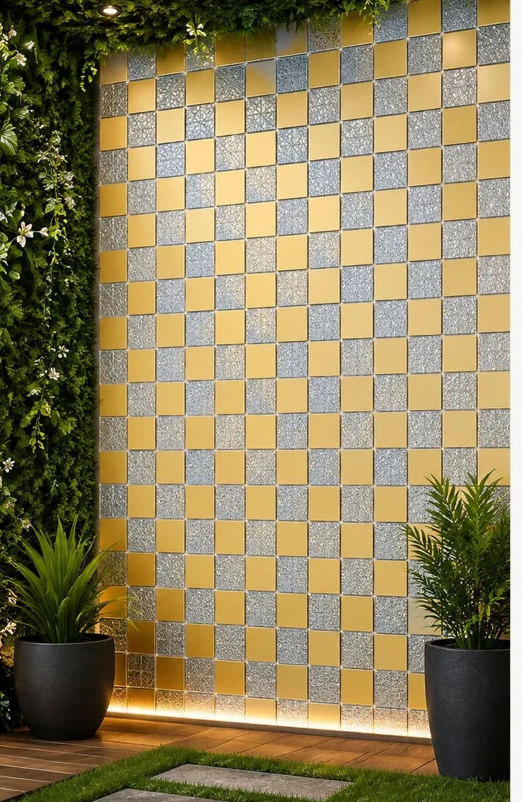 Mirror mosaic wall installed, catalogue page 30
