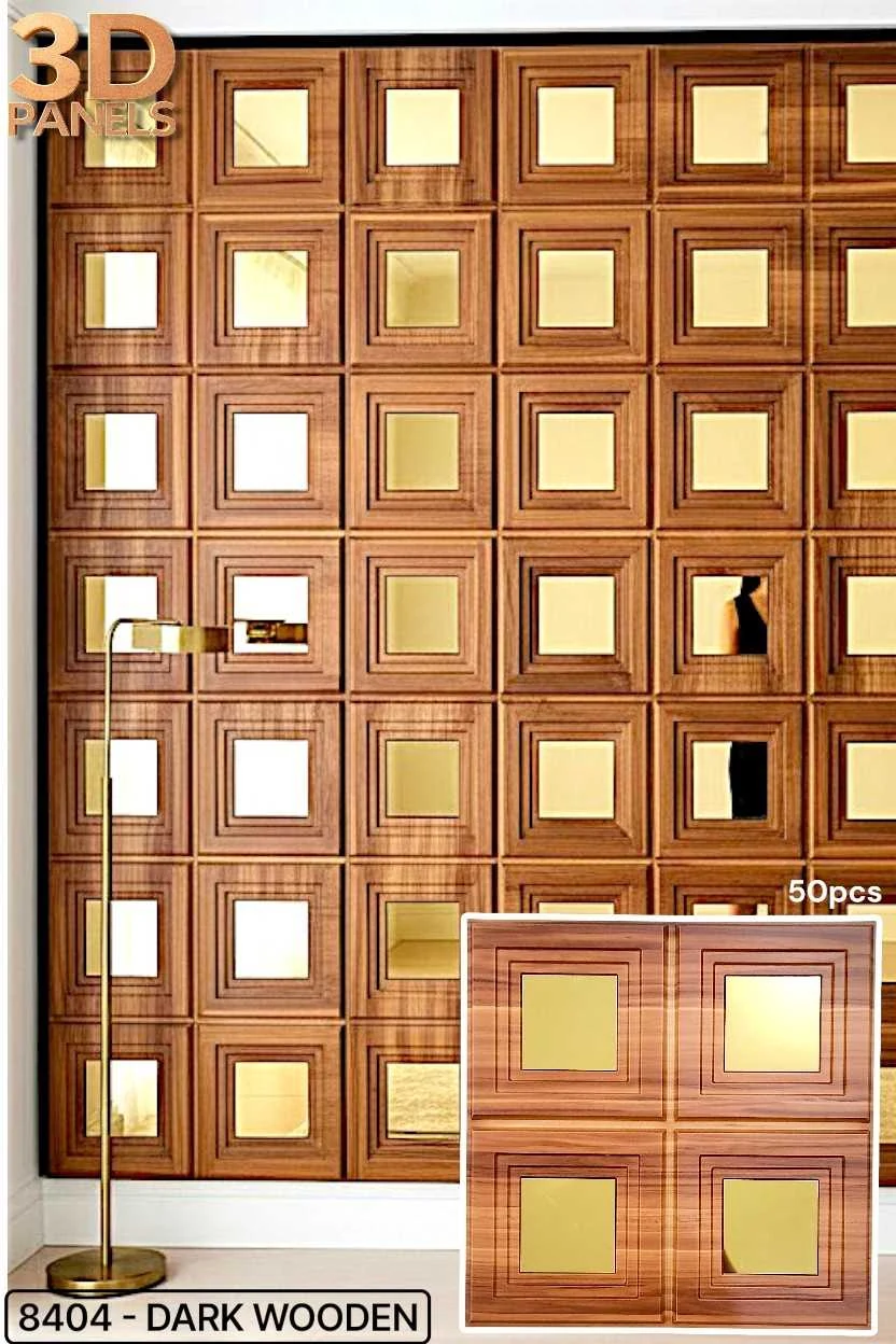 3D panel 8404 in Dark Wooden installed on a full wall