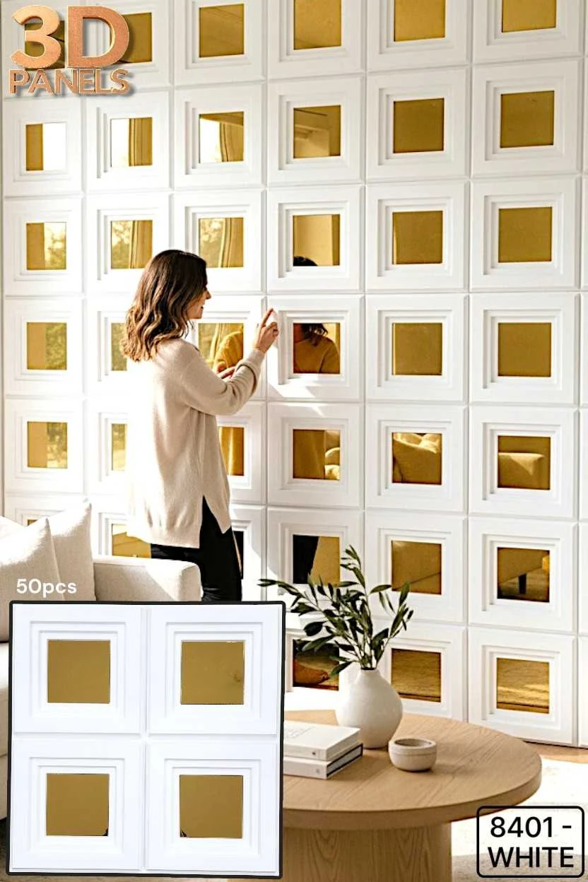 3D panel 8401 in White installed on a full wall