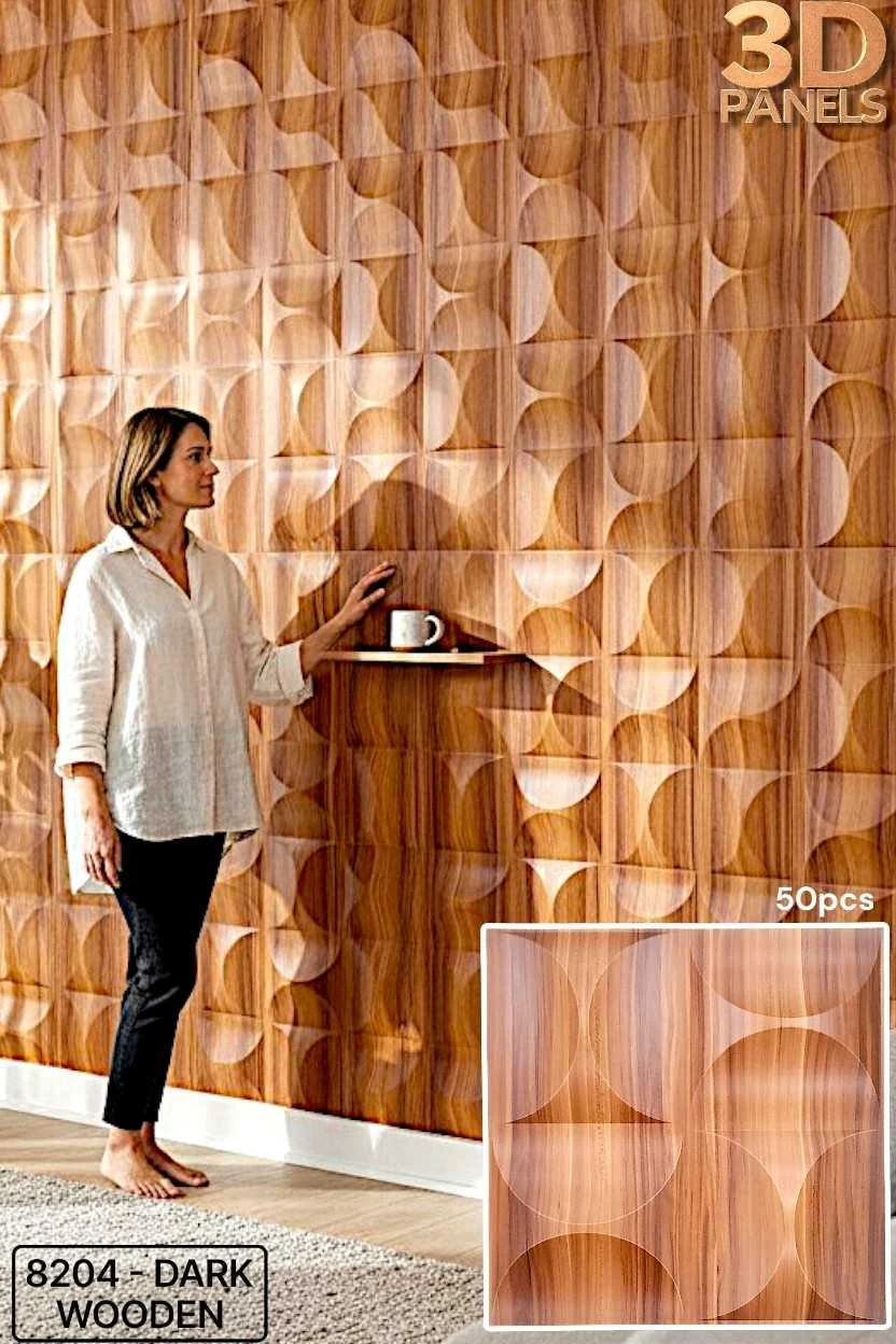 3D panel 8204 in Dark Wooden installed on a full wall