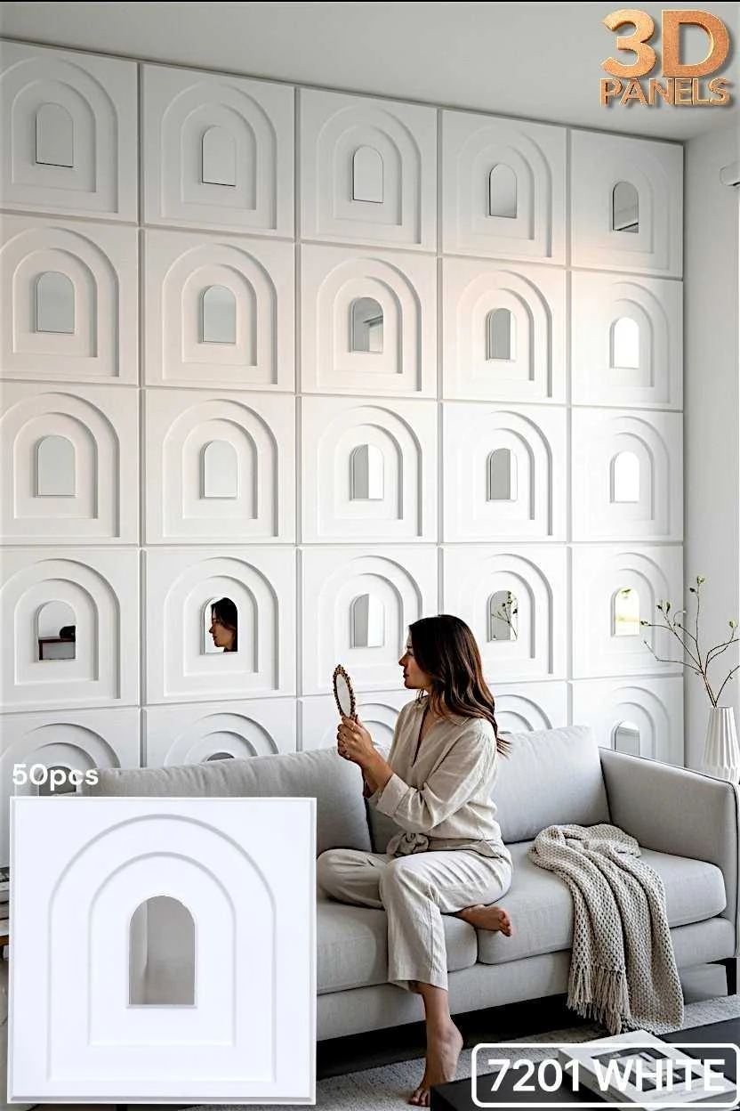 3D panel 7201 in White installed on a full wall