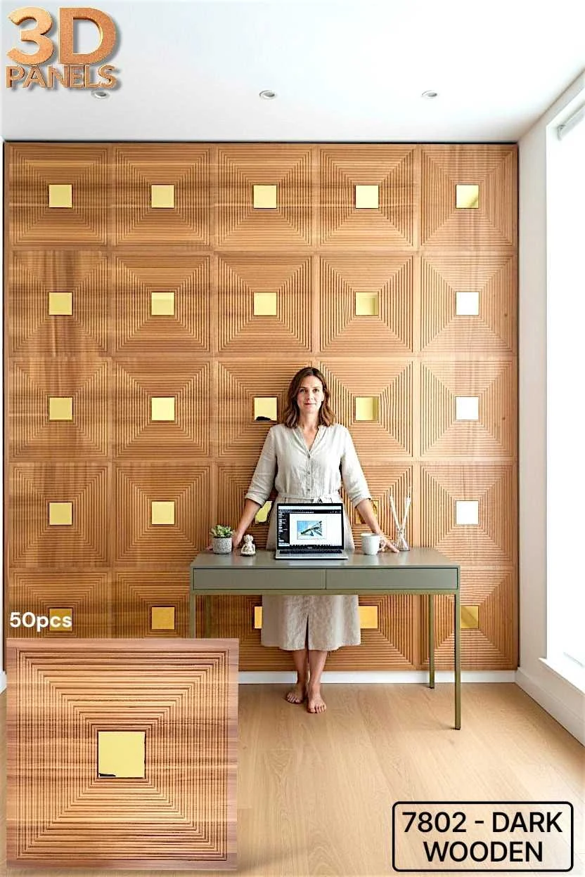 3D panel 7802 in Dark Wooden installed on a full wall