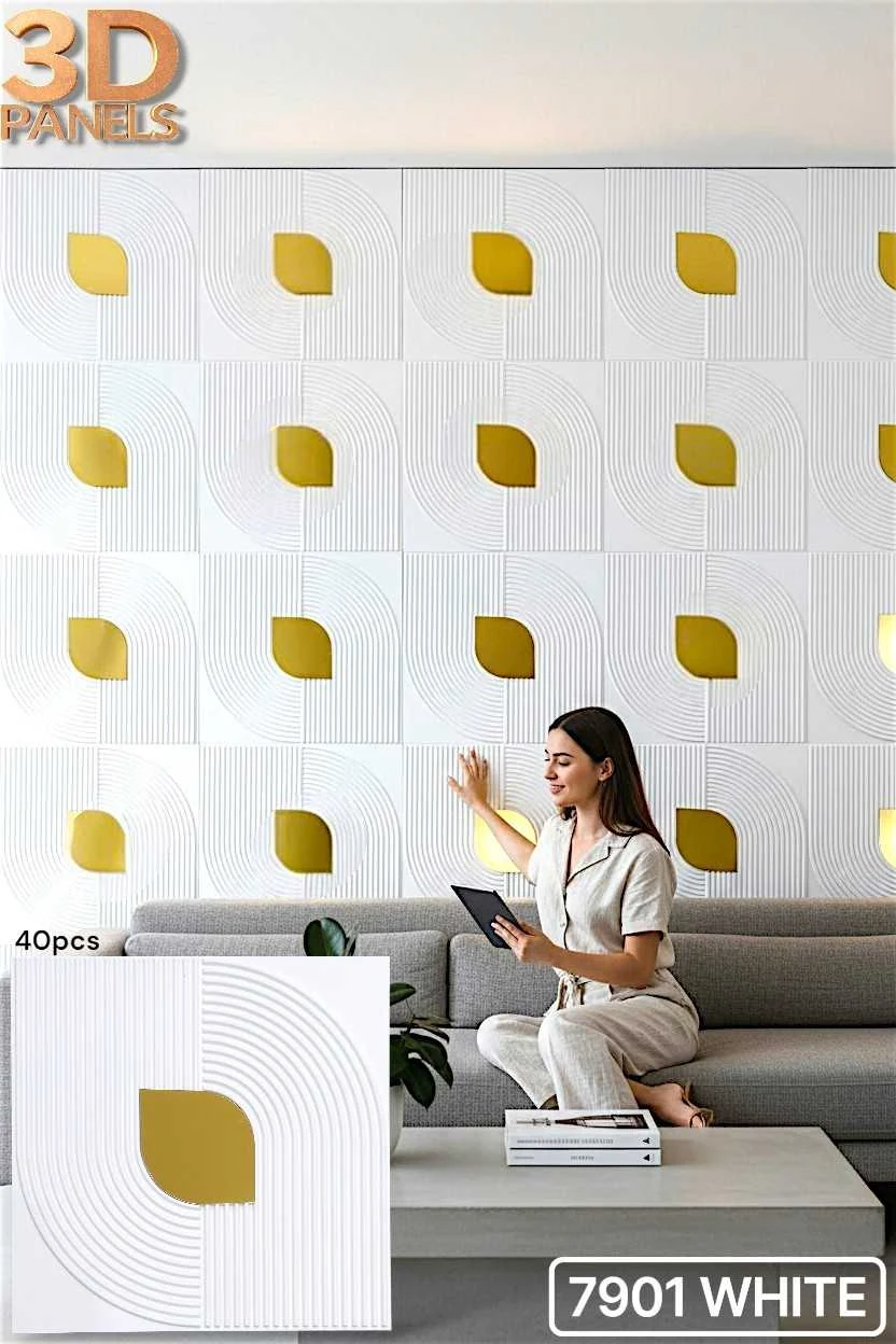 3D panel 7901 in White installed on a full wall