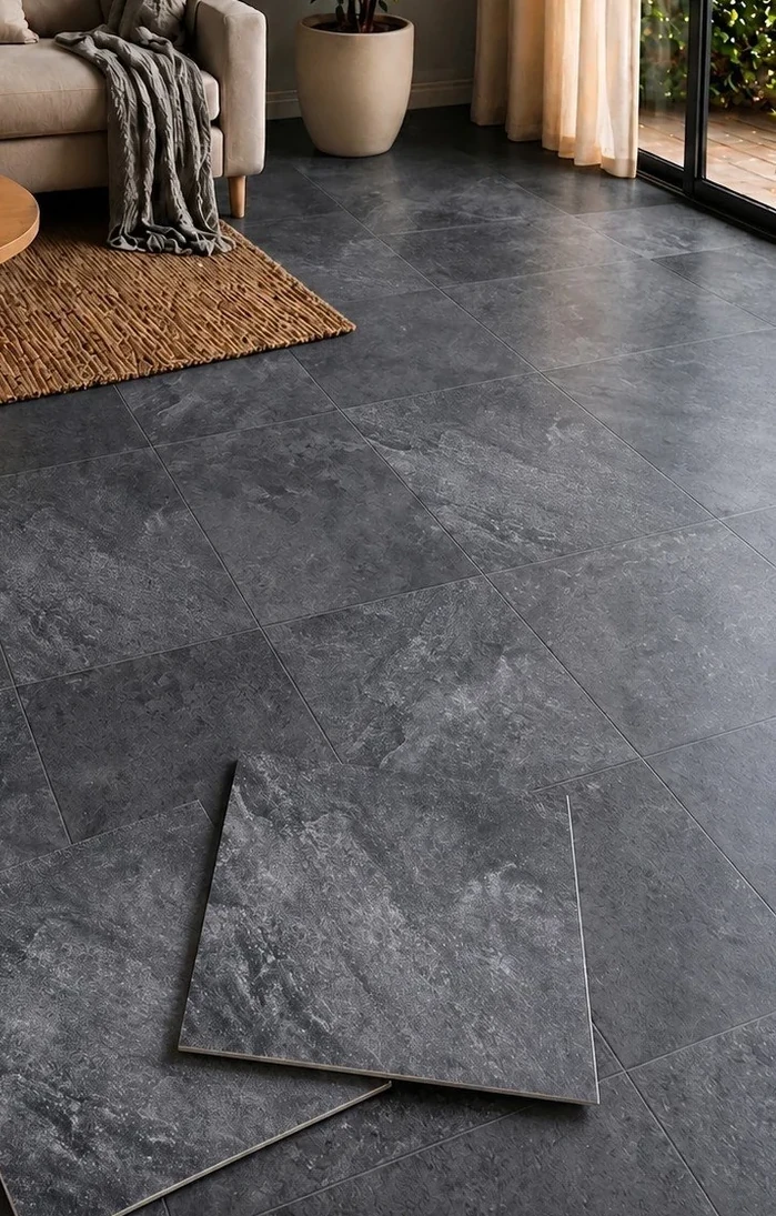 Slate black self-adhesive marble floor tiles